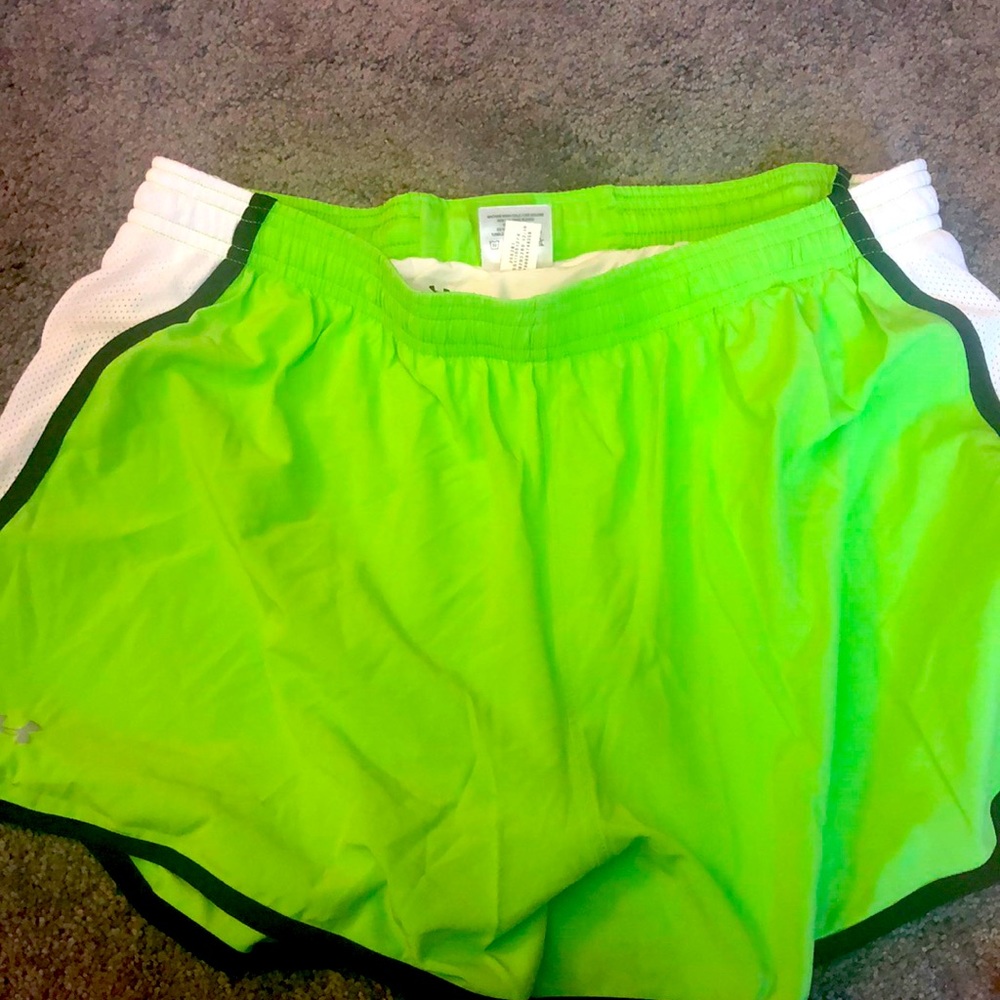 Lime green under armor shorts